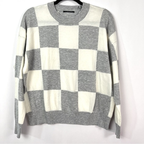 2/$30 T Tahari Grey and White Checkered Sweater sz Small NWT ⚠️ - Picture 3 of 9